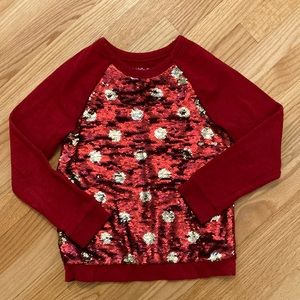 Cat & Jack Red Gold Flippy Sequin Holiday Christmas Sweatshirt